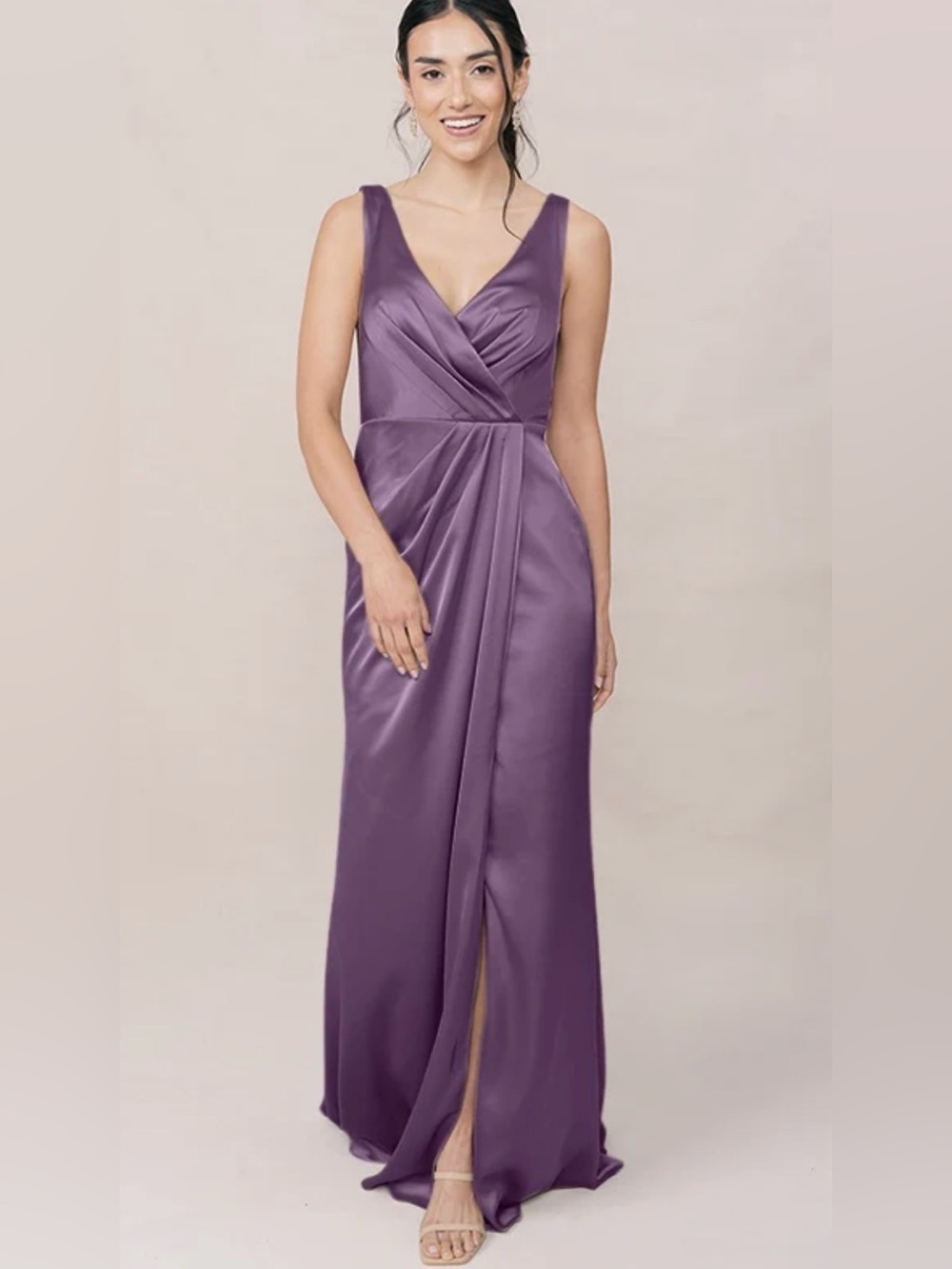 Revelry Satin V-Neck Maxi Dress Purple Size 16 - Worn once